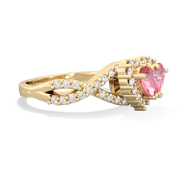 Lab Pink Sapphire Diamond Twist 'One Heart' 14K Yellow Gold ring R2640HRT