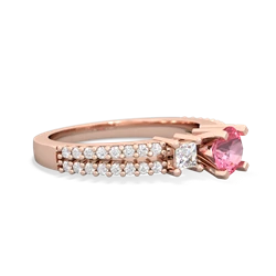 Lab Pink Sapphire Classic 5Mm Round Engagement 14K Rose Gold ring R26435RD