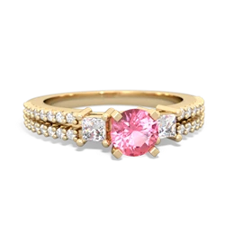 Lab Pink Sapphire Classic 5Mm Round Engagement 14K Yellow Gold ring R26435RD