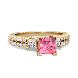 Lab Pink Sapphire Classic 5Mm Square Engagement 14K Yellow Gold ring R26435SQ