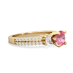 Lab Pink Sapphire Classic 6Mm Round Engagement 14K Yellow Gold ring R26436RD