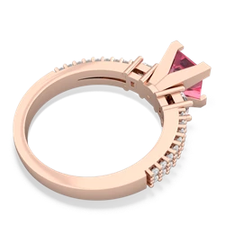 Lab Pink Sapphire Classic 6Mm Princess Engagement 14K Rose Gold ring R26436SQ