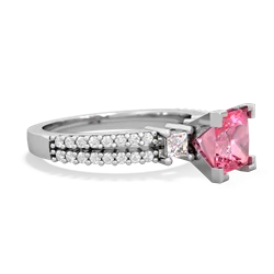 Lab Pink Sapphire Classic 6Mm Princess Engagement 14K White Gold ring R26436SQ