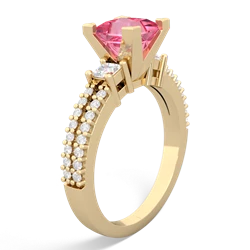 Lab Pink Sapphire Classic 6Mm Princess Engagement 14K Yellow Gold ring R26436SQ