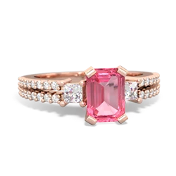 Lab Pink Sapphire Classic 7X5mm Emerald-Cut Engagement 14K Rose Gold ring R26437EM