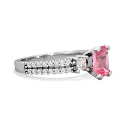 Lab Pink Sapphire Classic 7X5mm Emerald-Cut Engagement 14K White Gold ring R26437EM