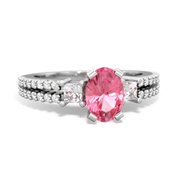 Lab Pink Sapphire Classic 7X5mm Oval Engagement 14K White Gold ring R26437VL