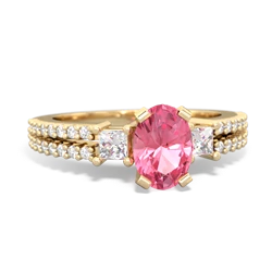 Lab Pink Sapphire Classic 7X5mm Oval Engagement 14K Yellow Gold ring R26437VL