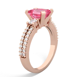 Lab Pink Sapphire Classic 8X6mm Emerald-Cut Engagement 14K Rose Gold ring R26438EM