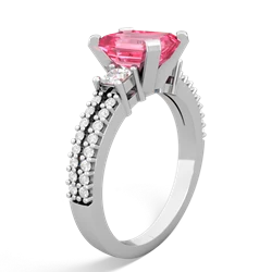 Lab Pink Sapphire Classic 8X6mm Emerald-Cut Engagement 14K White Gold ring R26438EM