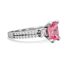 Lab Pink Sapphire Classic 8X6mm Emerald-Cut Engagement 14K White Gold ring R26438EM