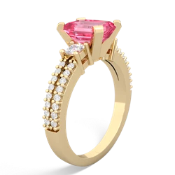 Lab Pink Sapphire Classic 8X6mm Emerald-Cut Engagement 14K Yellow Gold ring R26438EM