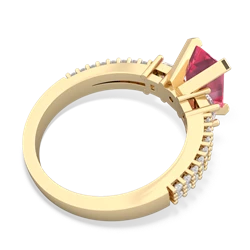 Lab Pink Sapphire Classic 8X6mm Emerald-Cut Engagement 14K Yellow Gold ring R26438EM