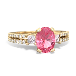 Lab Pink Sapphire Classic 8X6mm Oval Engagement 14K Yellow Gold ring R26438VL