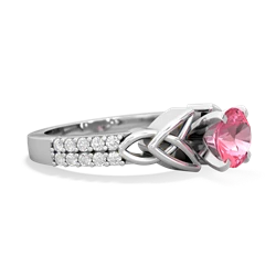 Lab Pink Sapphire Celtic Knot Engagement 14K White Gold ring R26446RD