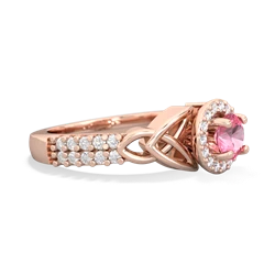 Lab Pink Sapphire Celtic Knot Halo 14K Rose Gold ring R26445RH