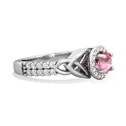 Lab Pink Sapphire Celtic Knot Halo 14K White Gold ring R26445RH