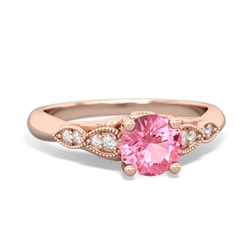 Lab Pink Sapphire Antique Elegance 14K Rose Gold ring R3100