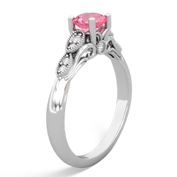 Lab Pink Sapphire Antique Elegance 14K White Gold ring R3100