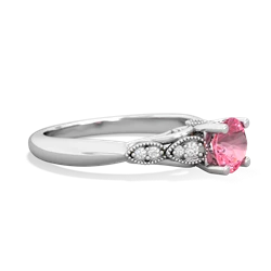 Lab Pink Sapphire Antique Elegance 14K White Gold ring R3100