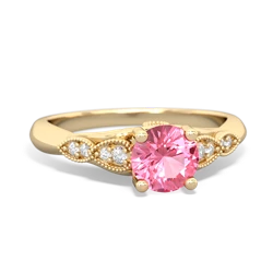 Lab Pink Sapphire Antique Elegance 14K Yellow Gold ring R3100