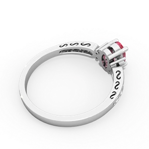 Lab Pink Sapphire Filligree Scroll Oval 14K White Gold ring R0812