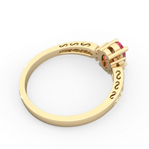 Lab Pink Sapphire Filligree Scroll Oval 14K Yellow Gold ring R0812
