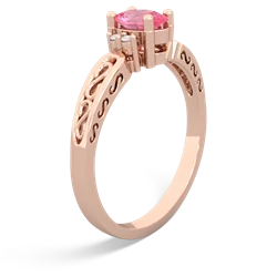 Lab Pink Sapphire Filligree Scroll Oval 14K Rose Gold ring R0812