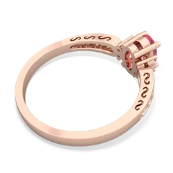 Lab Pink Sapphire Filligree Scroll Oval 14K Rose Gold ring R0812