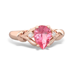 Lab Pink Sapphire Precious Pear 14K Rose Gold ring R0826