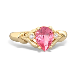 Lab Pink Sapphire Precious Pear 14K Yellow Gold ring R0826