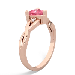 Lab Pink Sapphire Trillion Twist 14K Rose Gold ring R2104