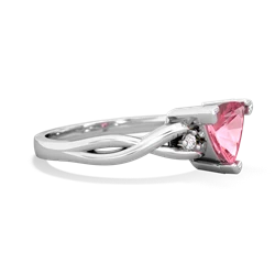 Lab Pink Sapphire Trillion Twist 14K White Gold ring R2104