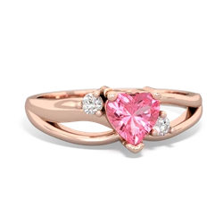 Lab Pink Sapphire Split Band Swirl 14K Rose Gold ring R2130