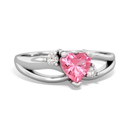 Lab Pink Sapphire Split Band Swirl 14K White Gold ring R2130