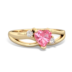 Lab Pink Sapphire Split Band Swirl 14K Yellow Gold ring R2130