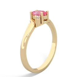 Lab Pink Sapphire Elegant Swirl 14K Yellow Gold ring R2173