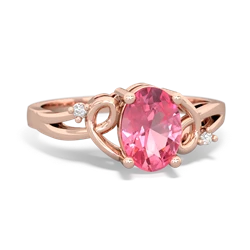 Lab Pink Sapphire Swirls 14K Rose Gold ring R2347