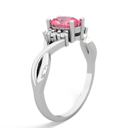 Lab Pink Sapphire Victorian Twist 14K White Gold ring R2497