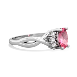 Lab Pink Sapphire Victorian Twist 14K White Gold ring R2497