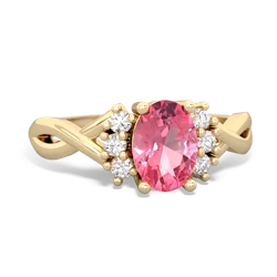 Lab Pink Sapphire Victorian Twist 14K Yellow Gold ring R2497