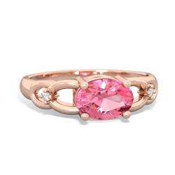 Lab Pink Sapphire Links 14K Rose Gold ring R4032