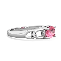 Lab Pink Sapphire Links 14K White Gold ring R4032