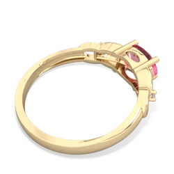 Lab Pink Sapphire Links 14K Yellow Gold ring R4032