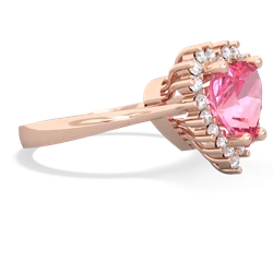 Lab Pink Sapphire Sparkling Halo Heart 14K Rose Gold ring R0391