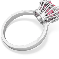 Lab Pink Sapphire Sparkling Halo Heart 14K White Gold ring R0391