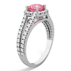 Lab Pink Sapphire Pave Halo 14K White Gold ring R5490