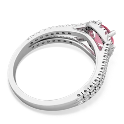 Lab Pink Sapphire Pave Halo 14K White Gold ring R5490