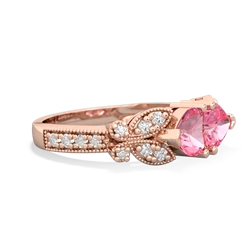 Lab Pink Sapphire Diamond Butterflies 14K Rose Gold ring R5601