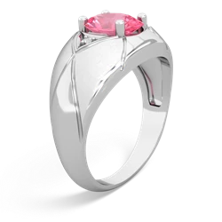 Thumbnail for Lab Pink Sapphire Men's 14K White Gold ring R0361 - side view
